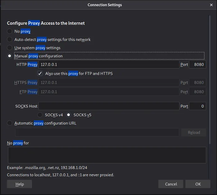 Proxy settings