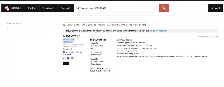 Using shodan Search Engine to detect site that have same favicon hashed