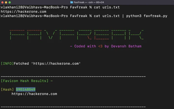 Favicon hash detecting using FavFreak 